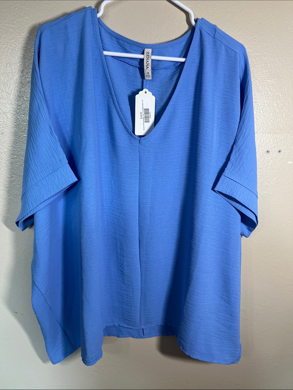 Zenana Outfitters Cornflower Blue V-Neck Short Sleeve Tunic
